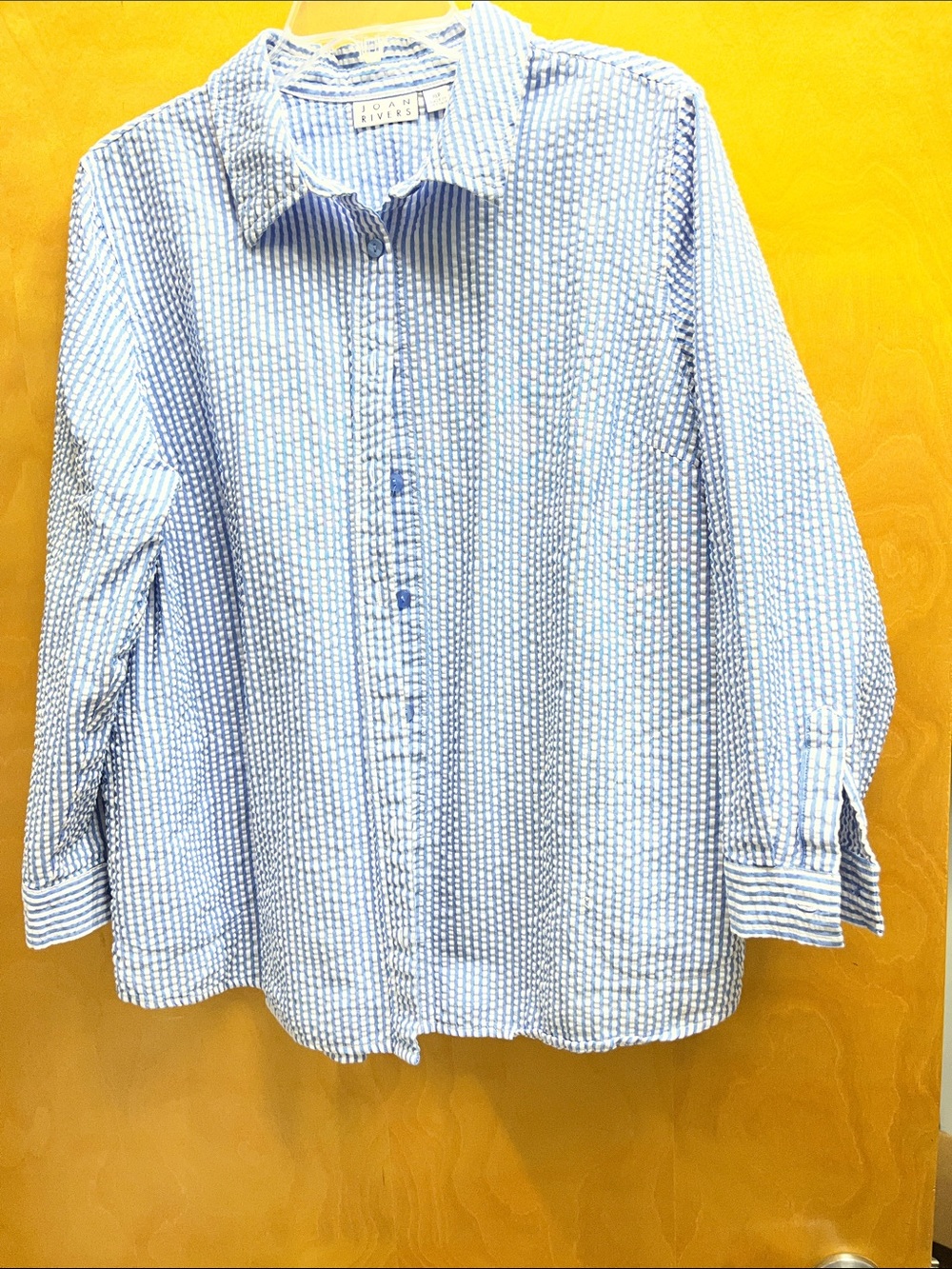 Joan Rivers Light Seersucker Stripe Button-Down Shirt